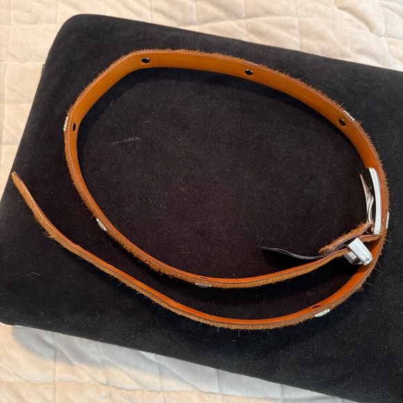 Brighton Leather Hair Studded Vintage Belt M/L 32 Chestnut - Picture 6 of 7